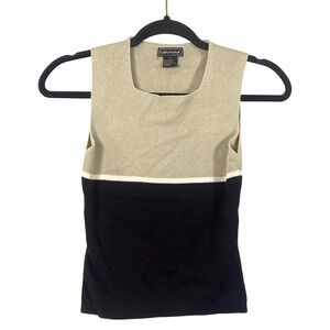 Takeout Y2K Tank Top Black Gray Ribbed Fitted Small Grunge Streetwear Colorblock